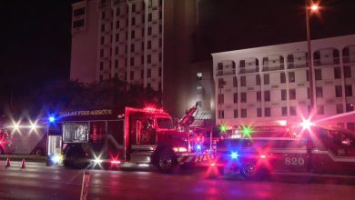 More than 100 Dallas firefighters responded to a fire at a vacant hotel along the Stemmons Corridor early Tuesday morning